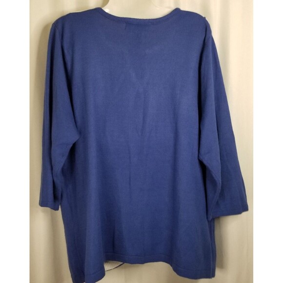 Women' Sweater Top Cathy Daniels Studded Embellished V-Neck Blue 3/4 Size 2X - Picture 4 of 5